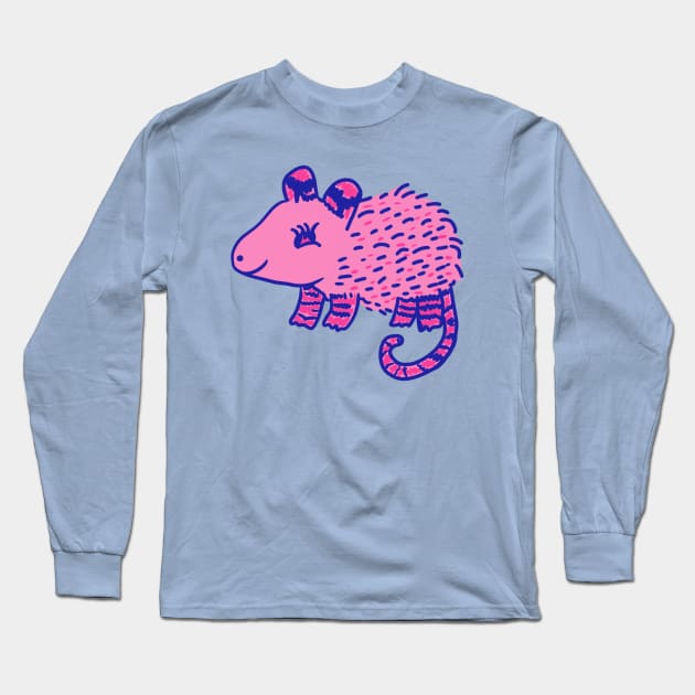 Doodled darling possum Long Sleeve T-Shirt by Scootin Newt